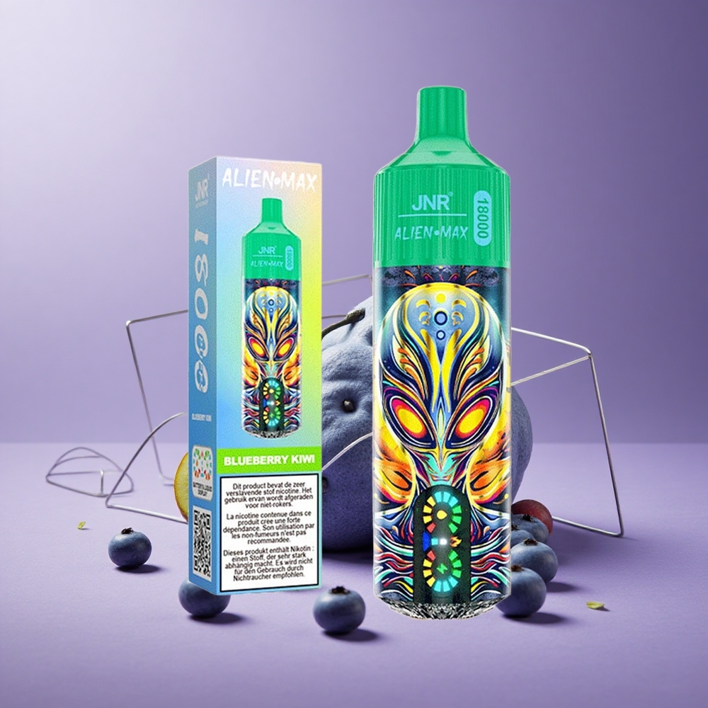 JNR Alien Max 18000 Puffs Arándano Kiwi Pantalla LED Inteligente Carga Rápida Tipo-C