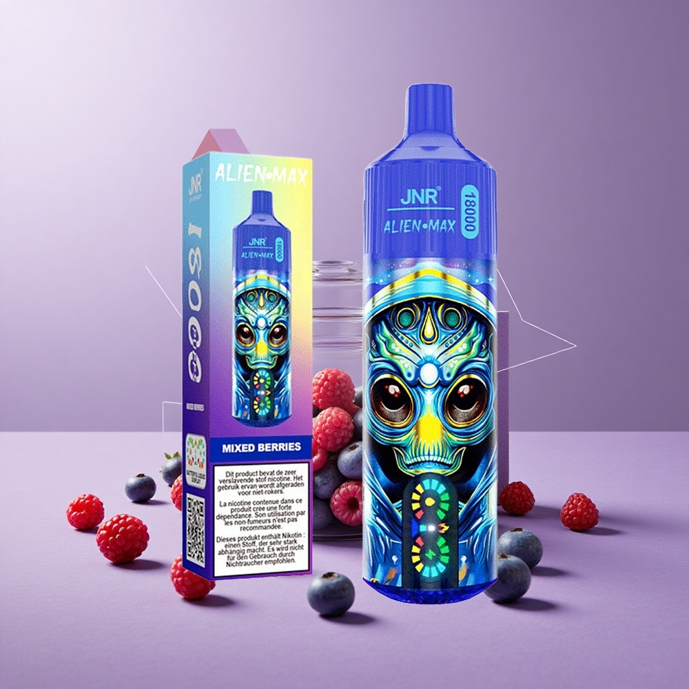 JNR Alien Max 18000 Puffs Bayas Mixtas Pantalla LED Inteligente y Doble Bobina Mesh