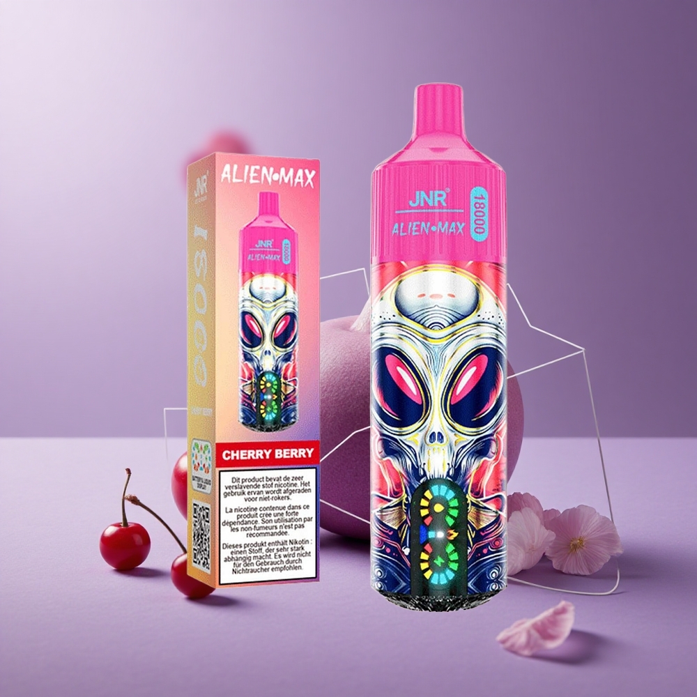 JNR Alien Max 18000 Puffs Cereza Baya Pantalla LED Inteligente y Carga Rápida Tipo-C