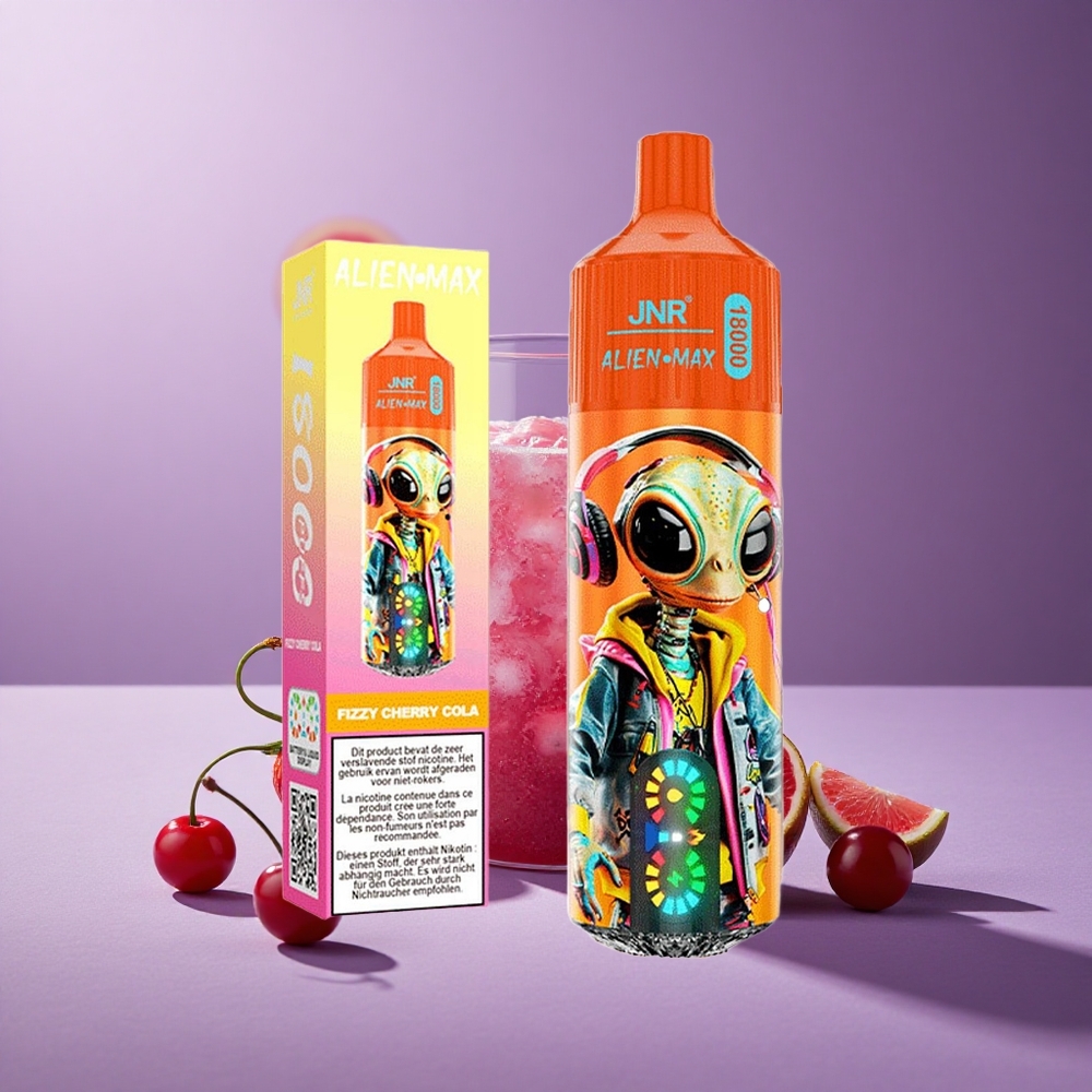 JNR Alien Max 18000 Puffs Cereza Refrescante Cola Pantalla LED Inteligente y Carga Rápida Tipo-C