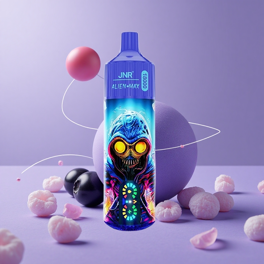 JNR Alien Max 18000 Puffs Chicle de Arándano Pantalla LED Inteligente y Carga Rápida Tipo-C