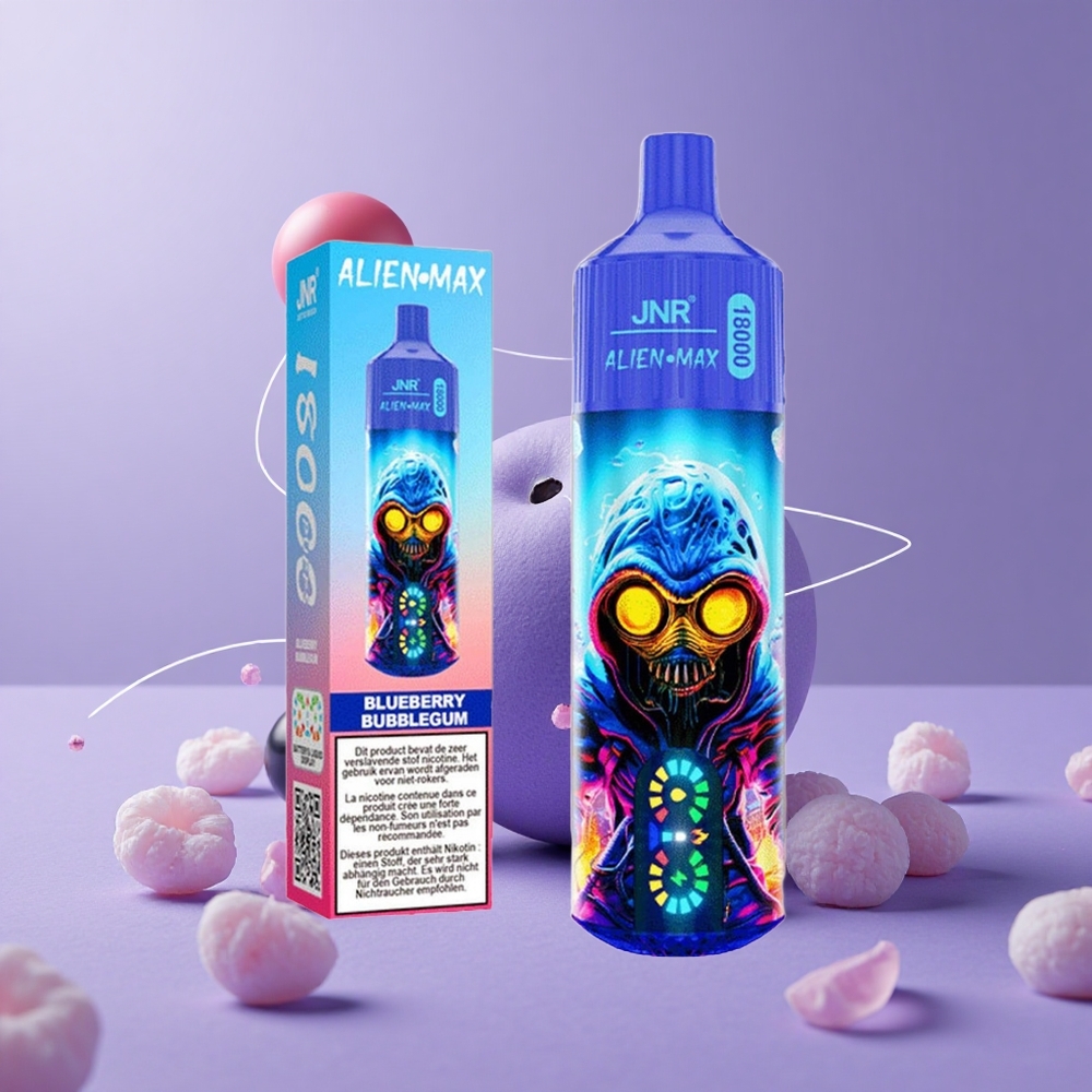 JNR Alien Max 18000 Puffs Chicle de Arándano Pantalla LED Inteligente y Carga Rápida Tipo-C