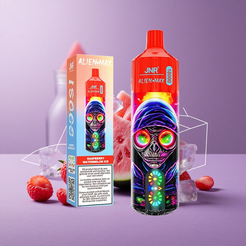 JNR Alien Max 18000 Puffs Frambuesa Sandía Helada Pantalla LED Inteligente y Carga Rápida Tipo-C