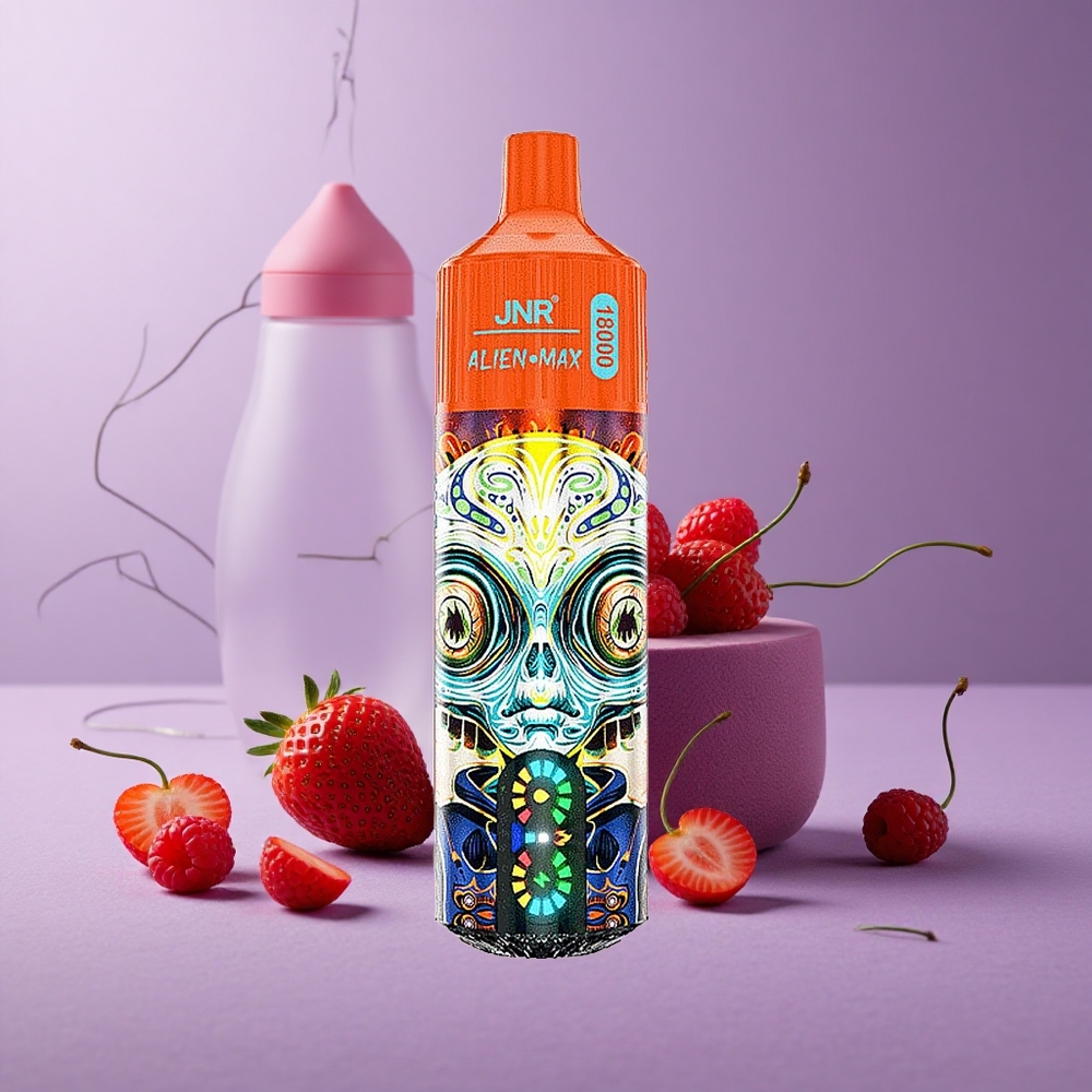 JNR Alien Max 18000 Puffs Fresa Frambuesa Cereza Pantalla LED Inteligente Carga Rápida Tipo-C