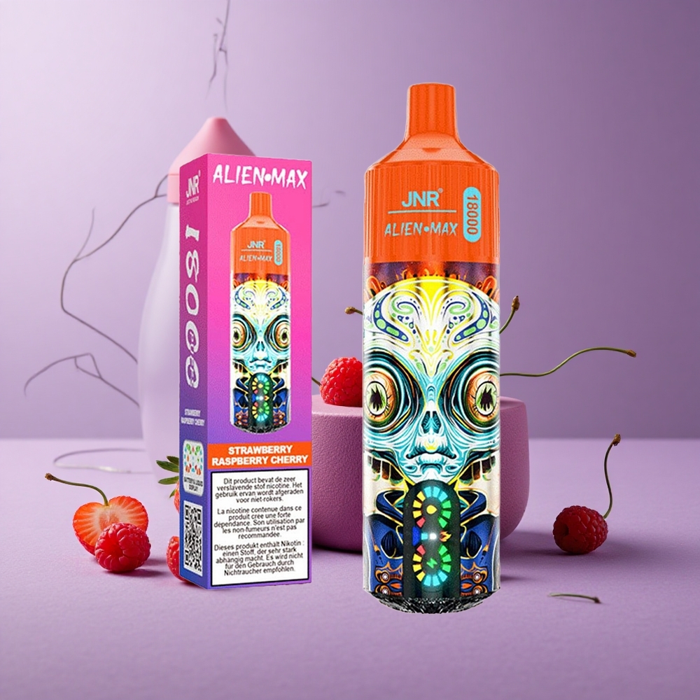 JNR Alien Max 18000 Puffs Fresa Frambuesa Cereza Pantalla LED Inteligente Carga Rápida Tipo-C