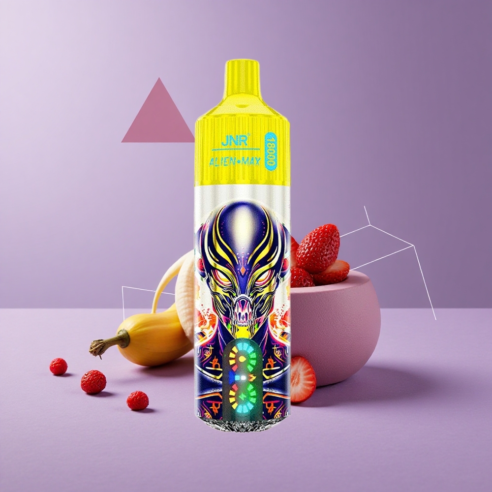 JNR Alien Max 18000 Puffs Fresa Plátano Pantalla LED Inteligente Carga Rápida Tipo-C