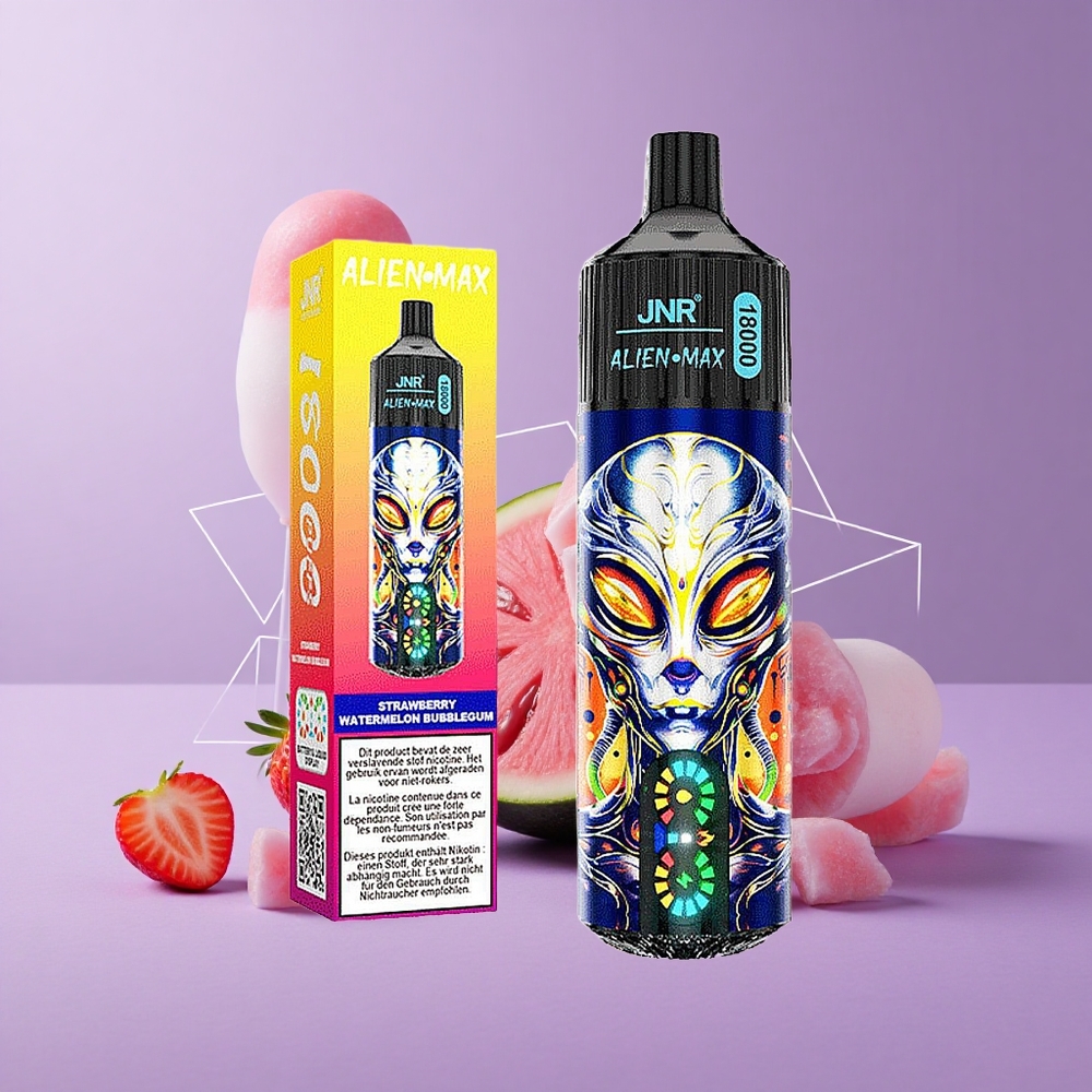 JNR Alien Max 18000 Puffs Fresa Sandía Chicle Pantalla LED Inteligente Carga Rápida Tipo-C