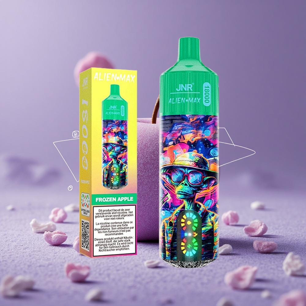 JNR Alien Max 18000 Puffs Manzana Congelada con Pantalla LED Inteligente y Doble Bobina Mesh