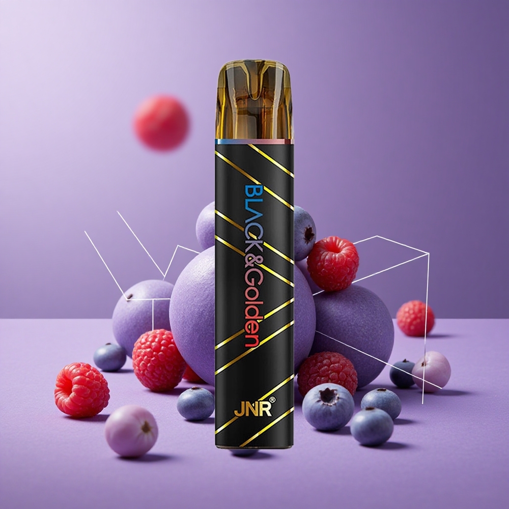 JNR Black&Golden 800 Puffs Desechable Arándolo Azul Frambuesa Ácida Capacidad de Batería 550mAh Certificación TPD