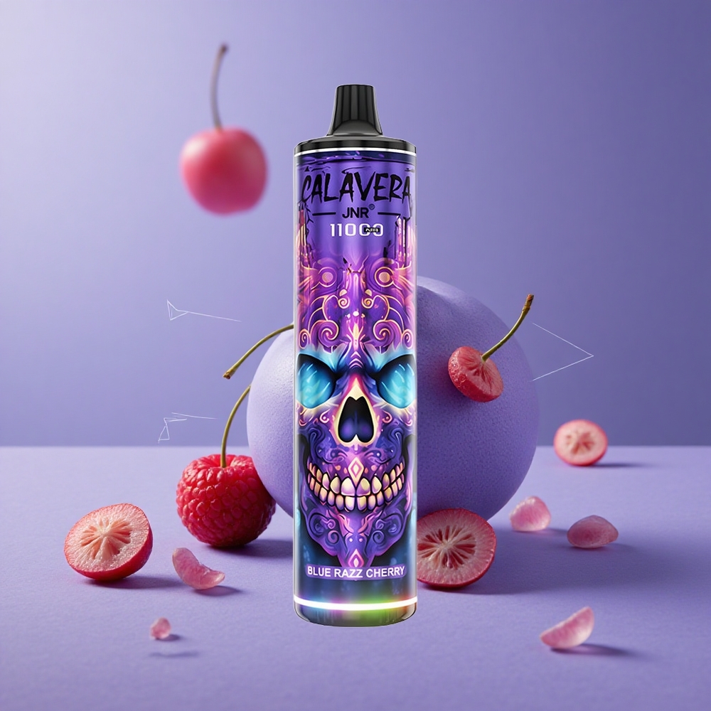 JNR Calavera 11000 Puffs Vape Desechable Blue Razz Cereza Puerto Tipo-C y Batería de 850 mAh