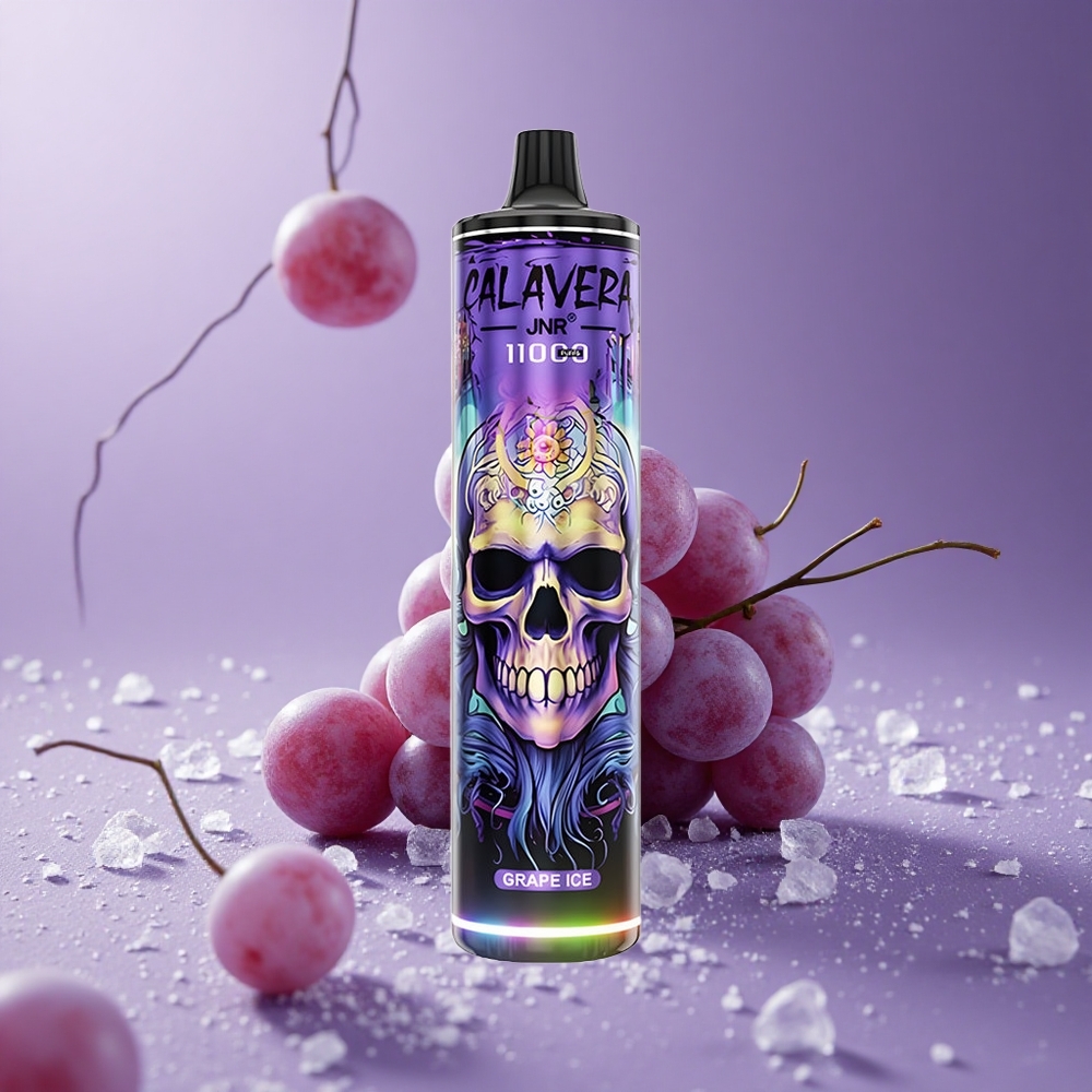 JNR Calavera 11000 Puffs Vape Desechable Uva Helada con Puerto Type-C y 21ml de Líquido
