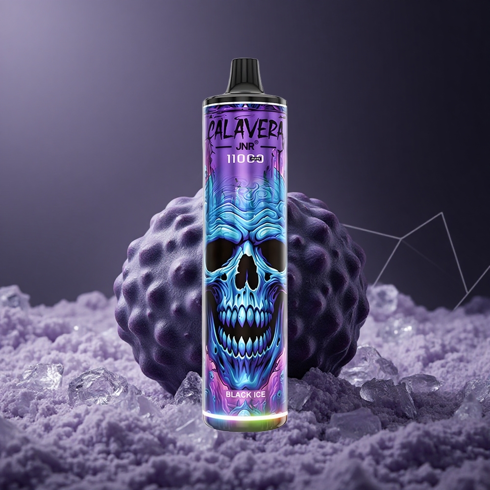 JNR Calavera 11000 Puffs Vaporizador Desechable Negro Hielo Puerto Tipo-C 21ml Capacidad de E-Líquido