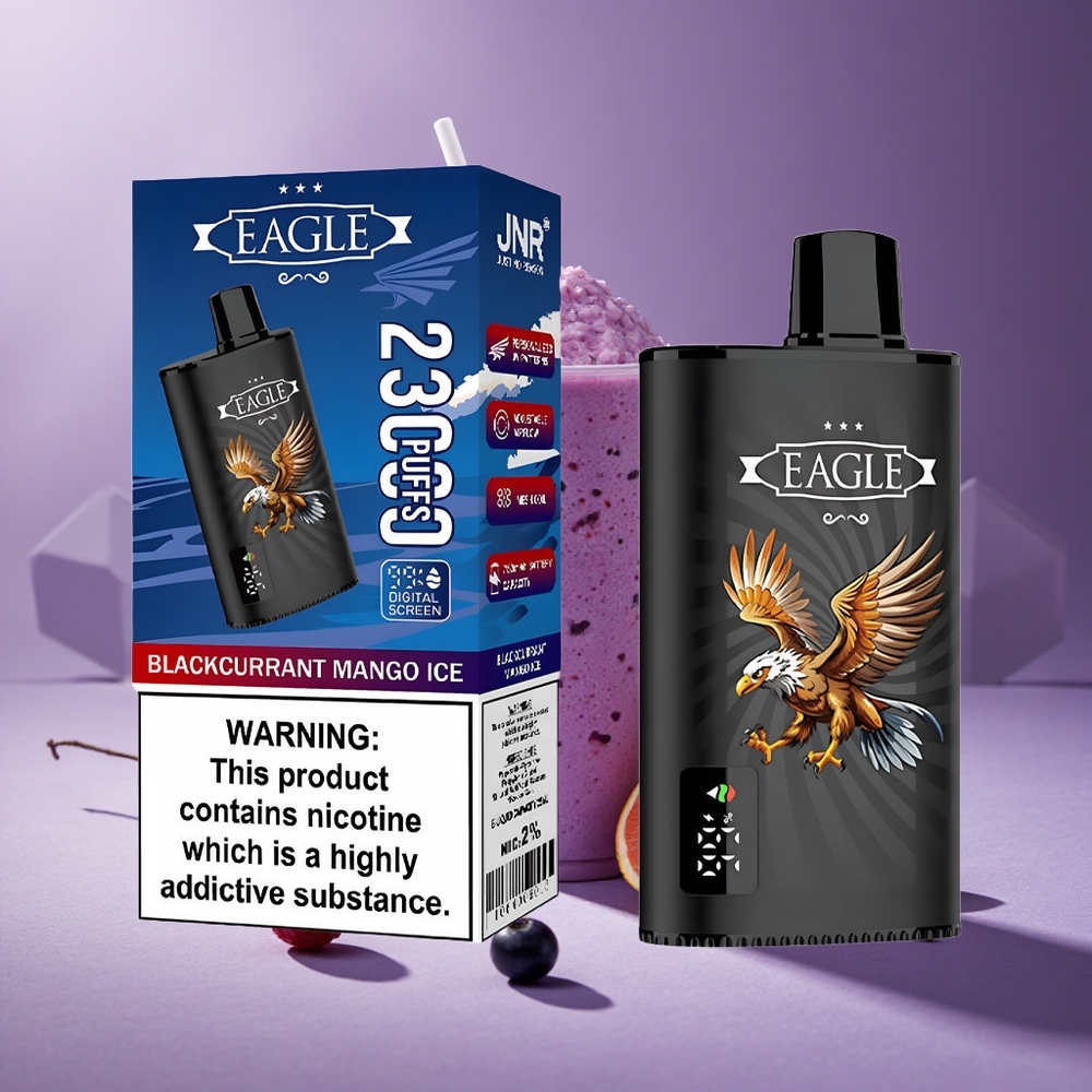 JNR EAGLE Smart 23000 Puffs Grosella Negra Mango Hielo Pantalla Digital y Bobina Mesh 1.0ohm