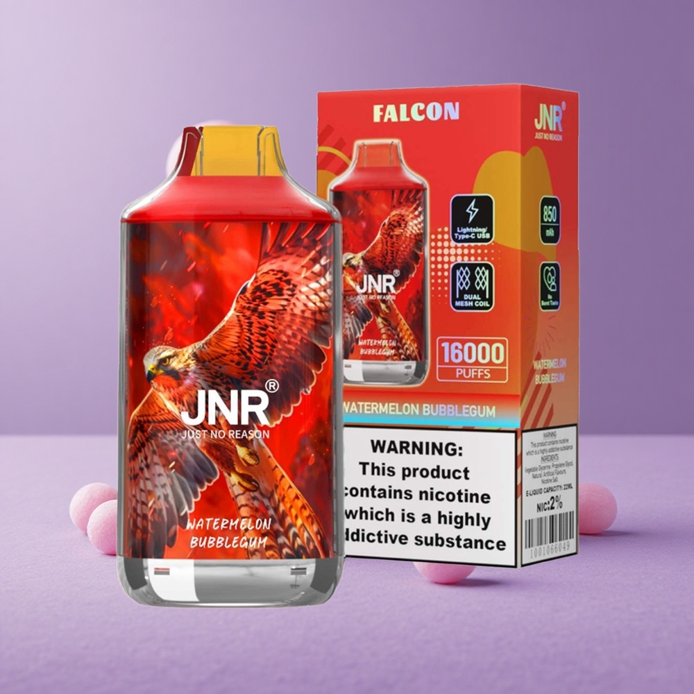 JNR Falcon 16000 Puffs Chicle de Sandía Pantalla LED Inteligente y Tipo C