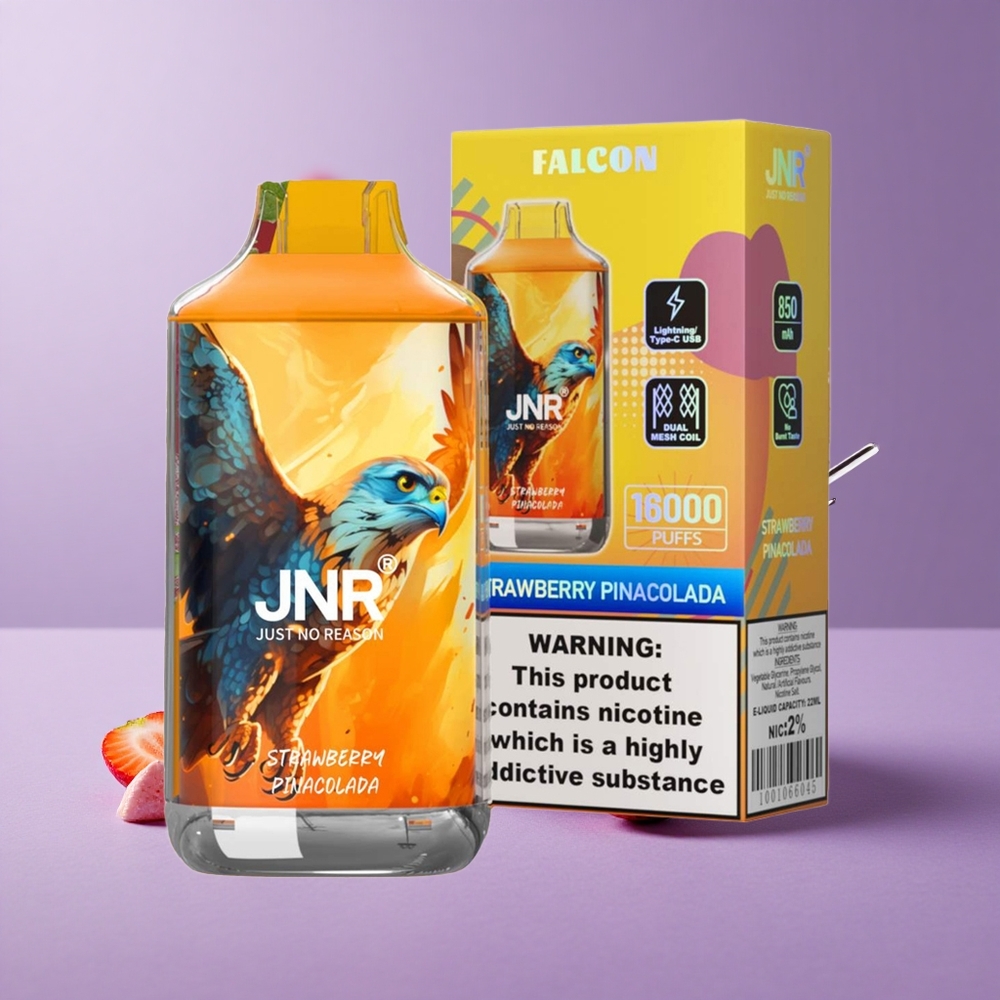 JNR Falcon 16000 Puffs Fresa Piña Colada Capacidad de Batería 850 mAh Tipo de Bobina Dual Mesh