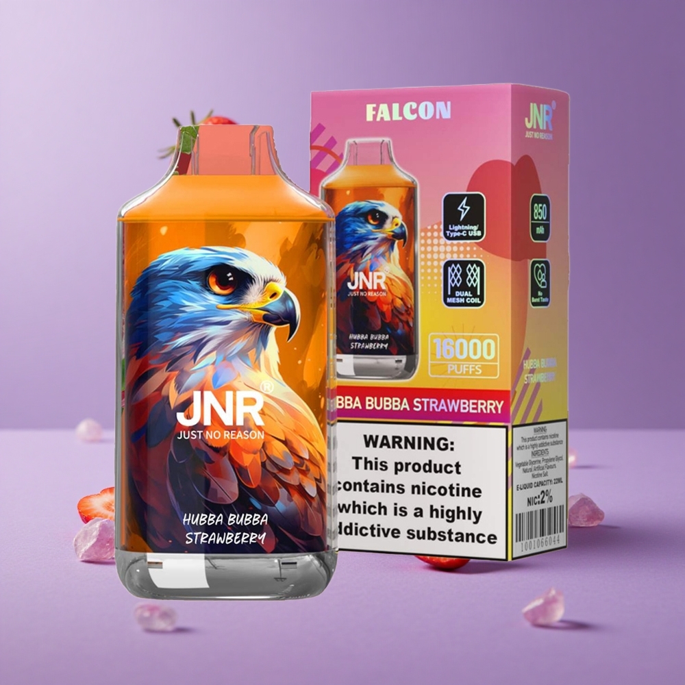 JNR Falcon 16000 Puffs Hubba Bubba Fresa con Pantalla LED Inteligente y Batería de 850 mAh