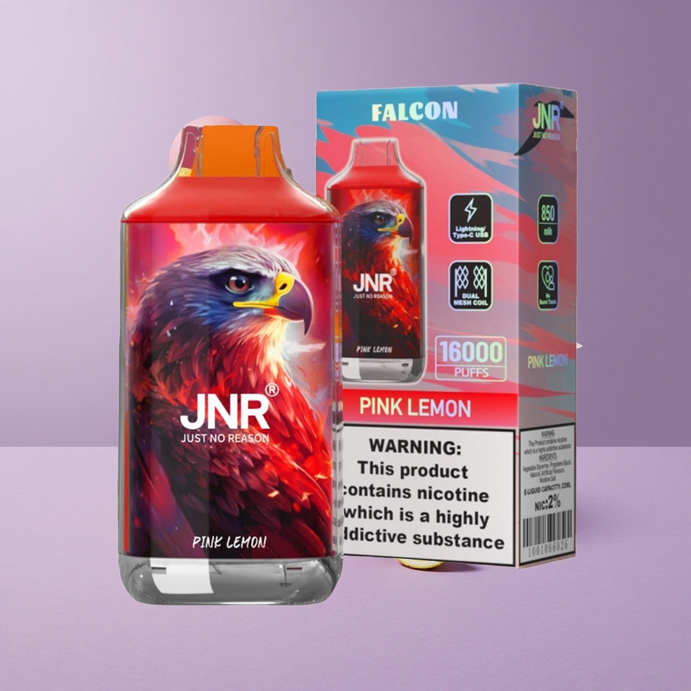 JNR Falcon 16000 Puffs Lima Rosa Capacidad de Batería 850 mAh Tipo de Bobina Dual Mesh Coil