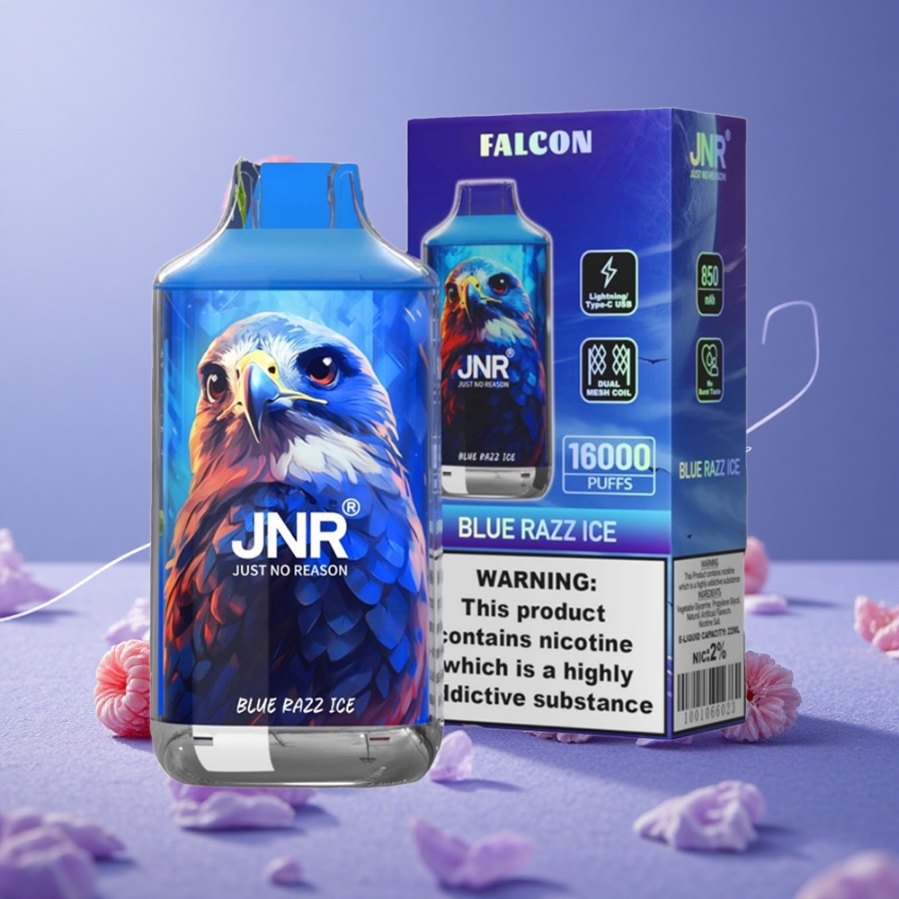 JNR Falcon 16000 Puffs Vape Azul Frambuesa Helada con 850 mAh y Doble Malla