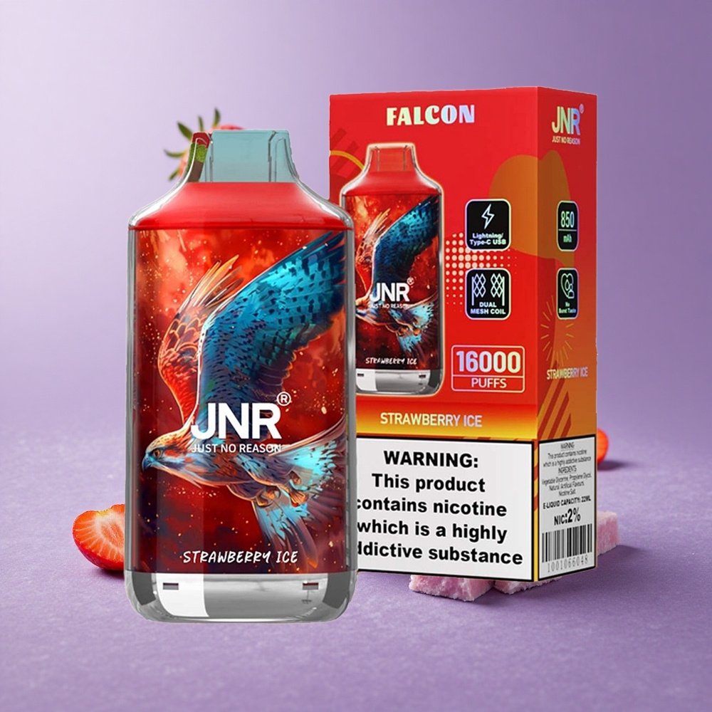 JNR Falcon 16000 Puffs Vape Fresa Hielo con Pantalla LED Inteligente y Batería de 850 mAh