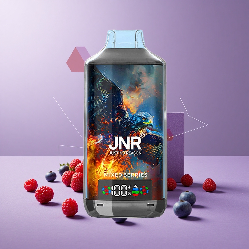 JNR Falcon X 18000 Puffs Bayas Mixtas Pantalla Digital Dual Mesh Coil