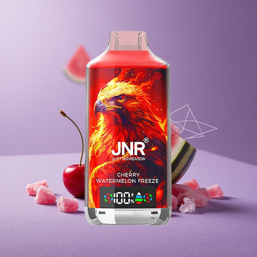 JNR Falcon X 18000 Puffs Cereza Sandía Helada Pantalla Digital Doble Bobina Malla