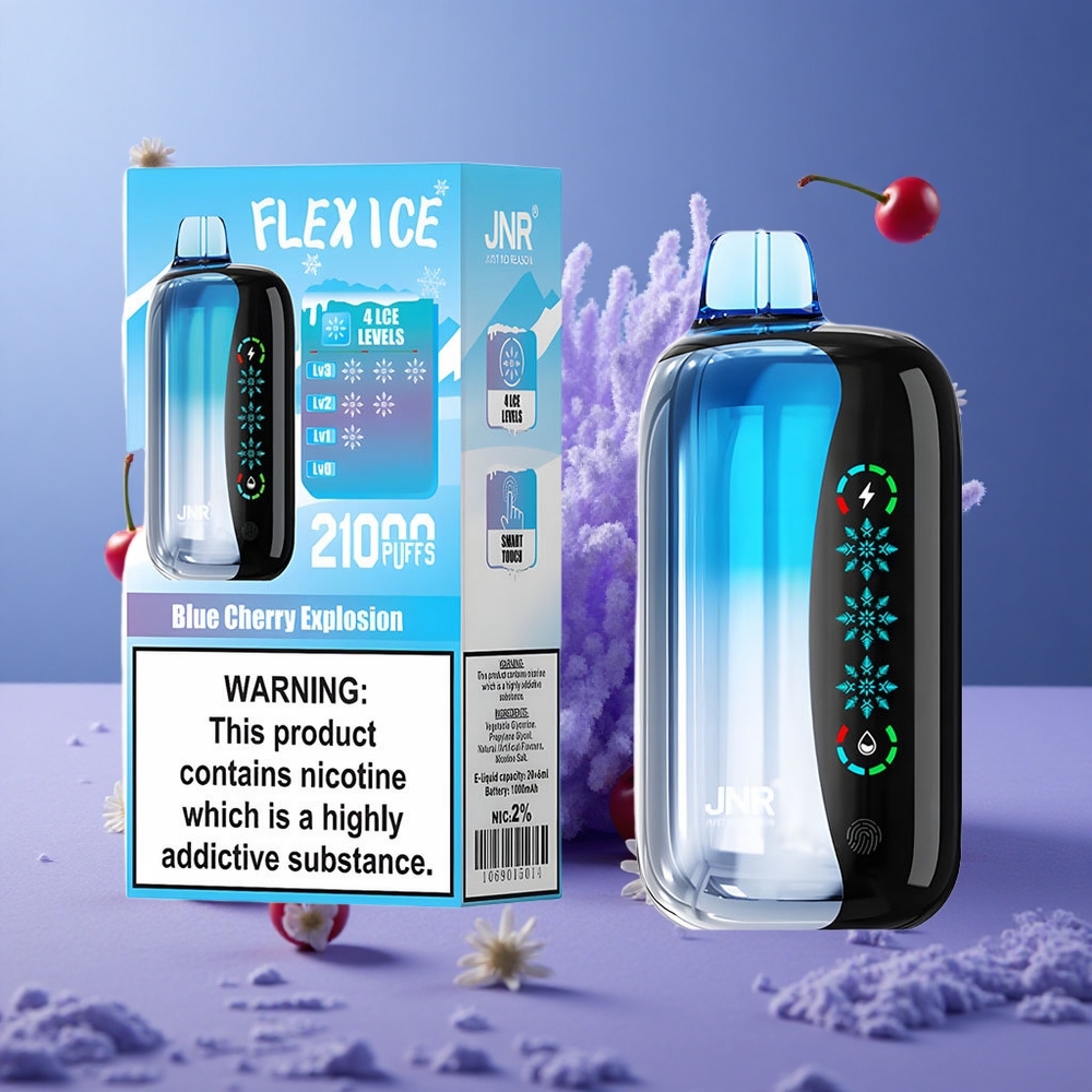 JNR Flex Ice 21000 Puffs Vape Desechable Aire Ajustable y Pantalla Táctil Explosión Cereza Azul