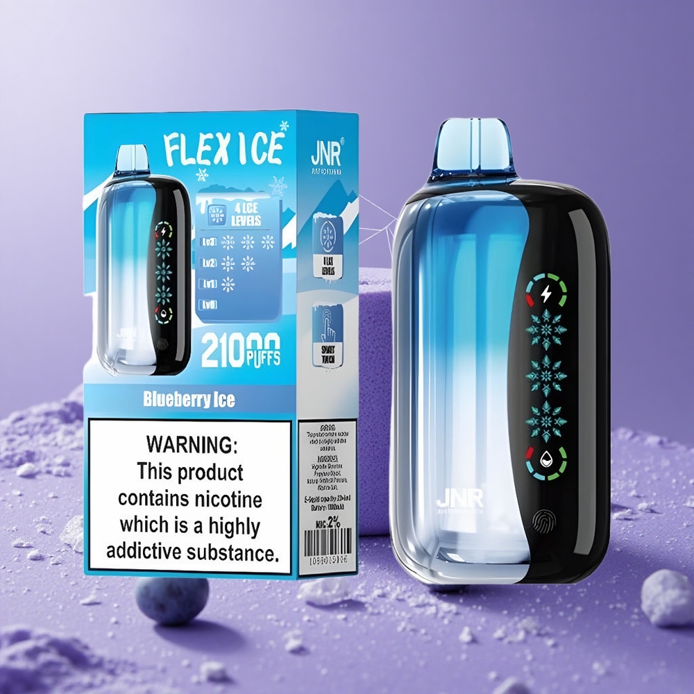JNR Flex Ice 21000 Puffs Vape Desechable Arándano Helado Pantalla Táctil y Aire Ajustable