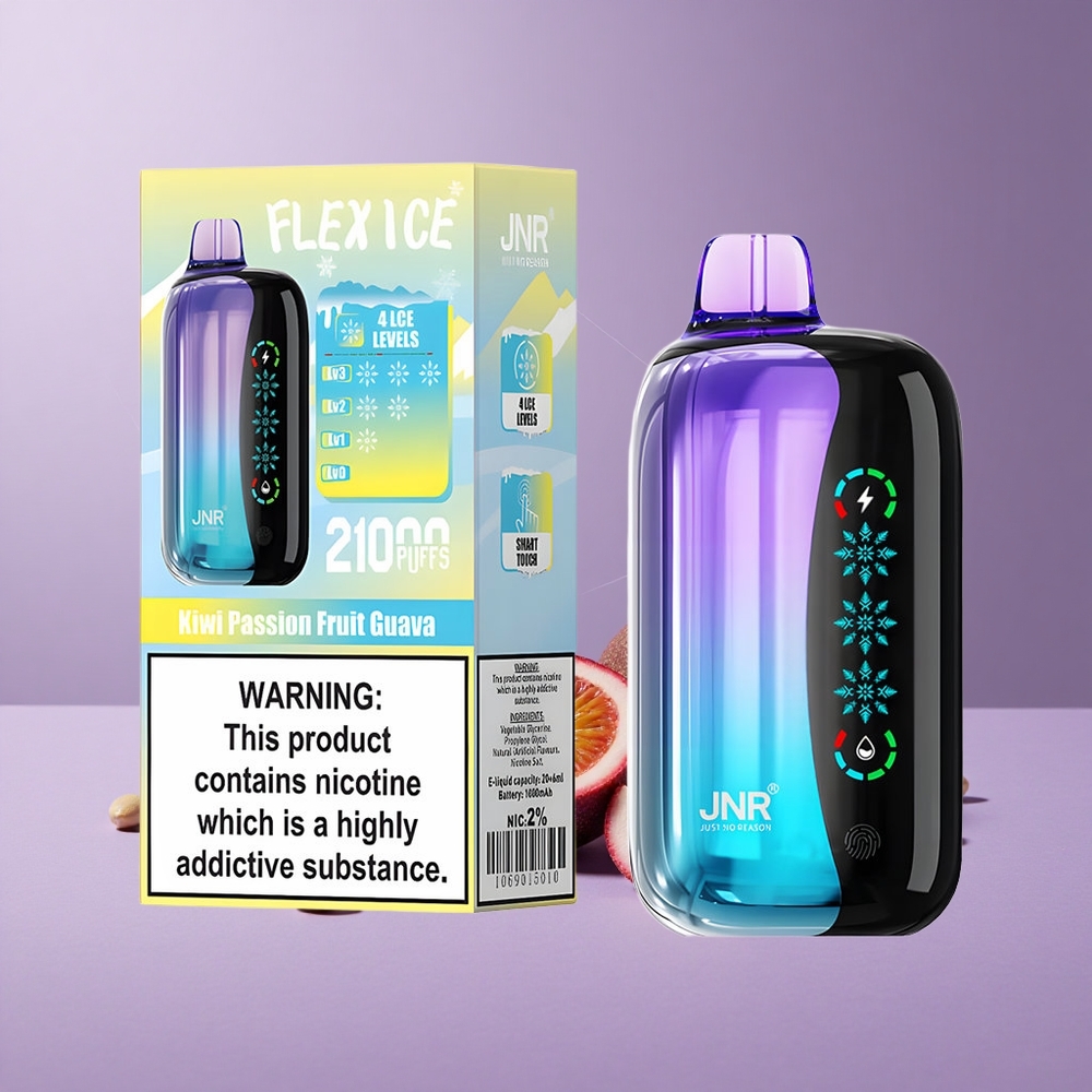 JNR Flex Ice 21000 Puffs Vape Desechable Kiwi Maracuyá Guayaba Pantalla Táctil y Aire Ajustable