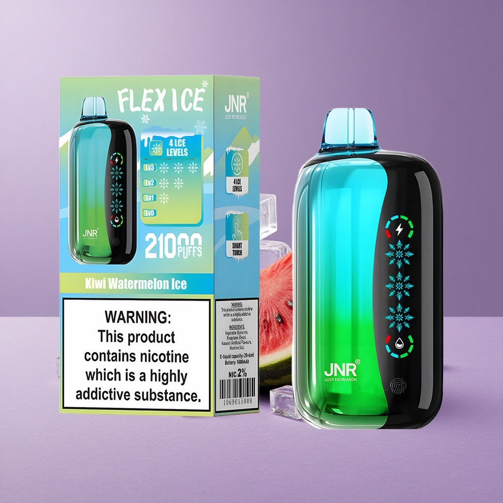 JNR Flex Ice 21000 Puffs Vape Desechable Kiwi Sandía Hielo Pantalla Táctil y Carga Tipo-C