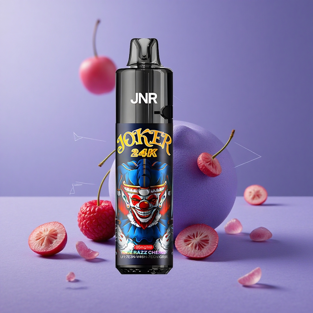 JNR Joker 24K Puffs Desechable Vape Cereza Frambuesa Azul con Batería 800mAh y Nivel de E-líquido Visible