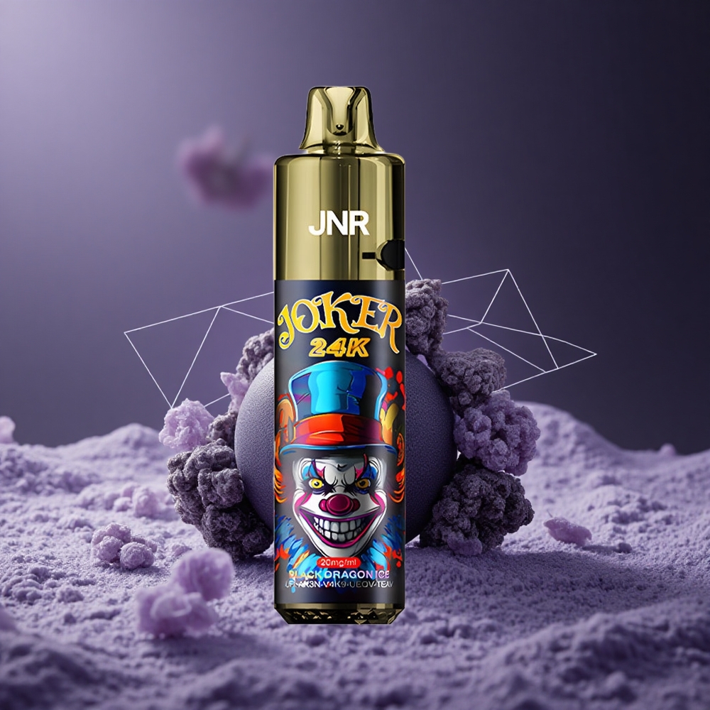 JNR Joker 24K Puffs Vape Desechable Dragón Negro Hielo con Batería 800mAh y Recargable Tipo-C