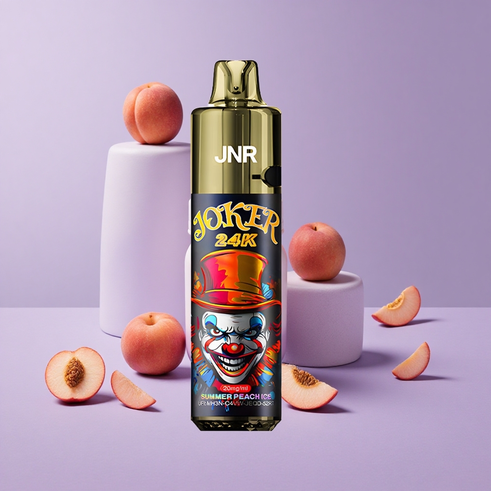 JNR Joker 24K Puffs Vape Desechable Melocotón Helado de Verano con Batería de 800mAh y Nivel de E-líquido Visible