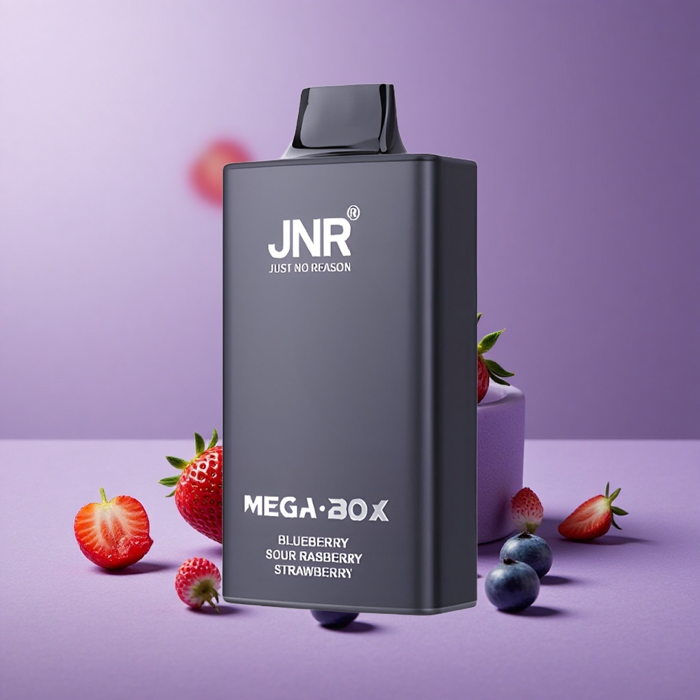 JNR Mega Box 25000 Puffs Vape Desechable Arándano Agrio Frambuesa Fresa con 30ml de Líquido y Carga Rápida Tipo-C