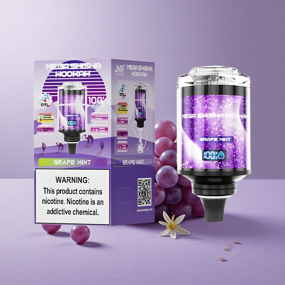 JNR Mega Shisha Hookah 100K Compatibilidad de Escritorio Menta Uva Pantalla Inteligente Interactiva