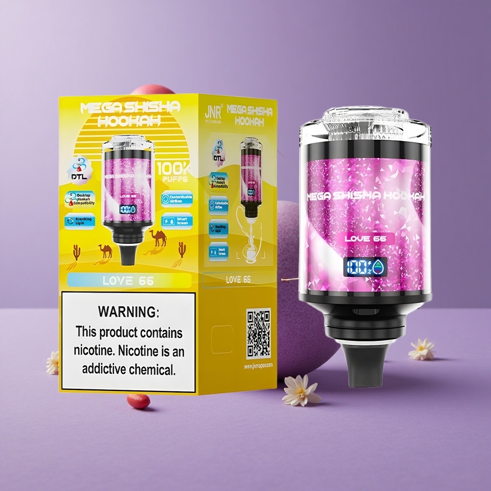 JNR Mega Shisha Hookah 100K Escritorio Compatibilidad Amor 66 con Pantalla Inteligente y Batería Recargable 2200mAh
