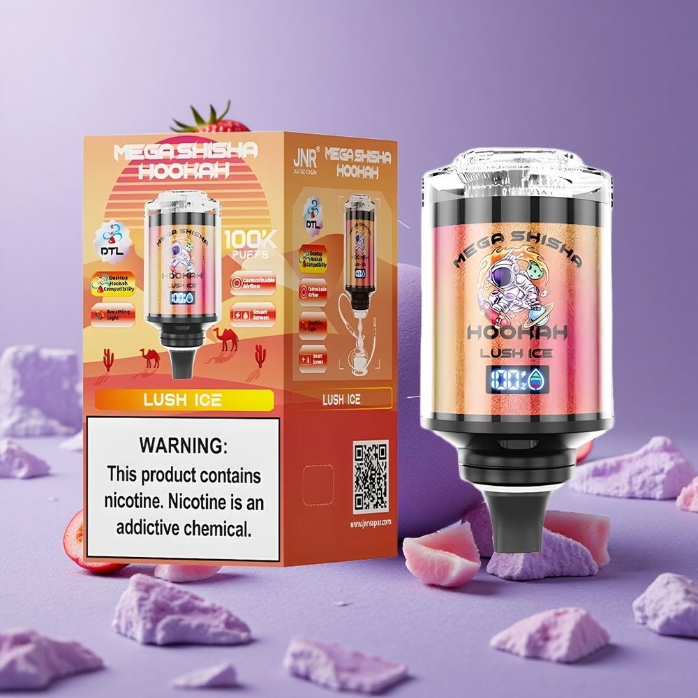 JNR Mega Shisha Hookah 100K Helado Lush Compatibilidad de Escritorio Pantalla Inteligente Interactiva