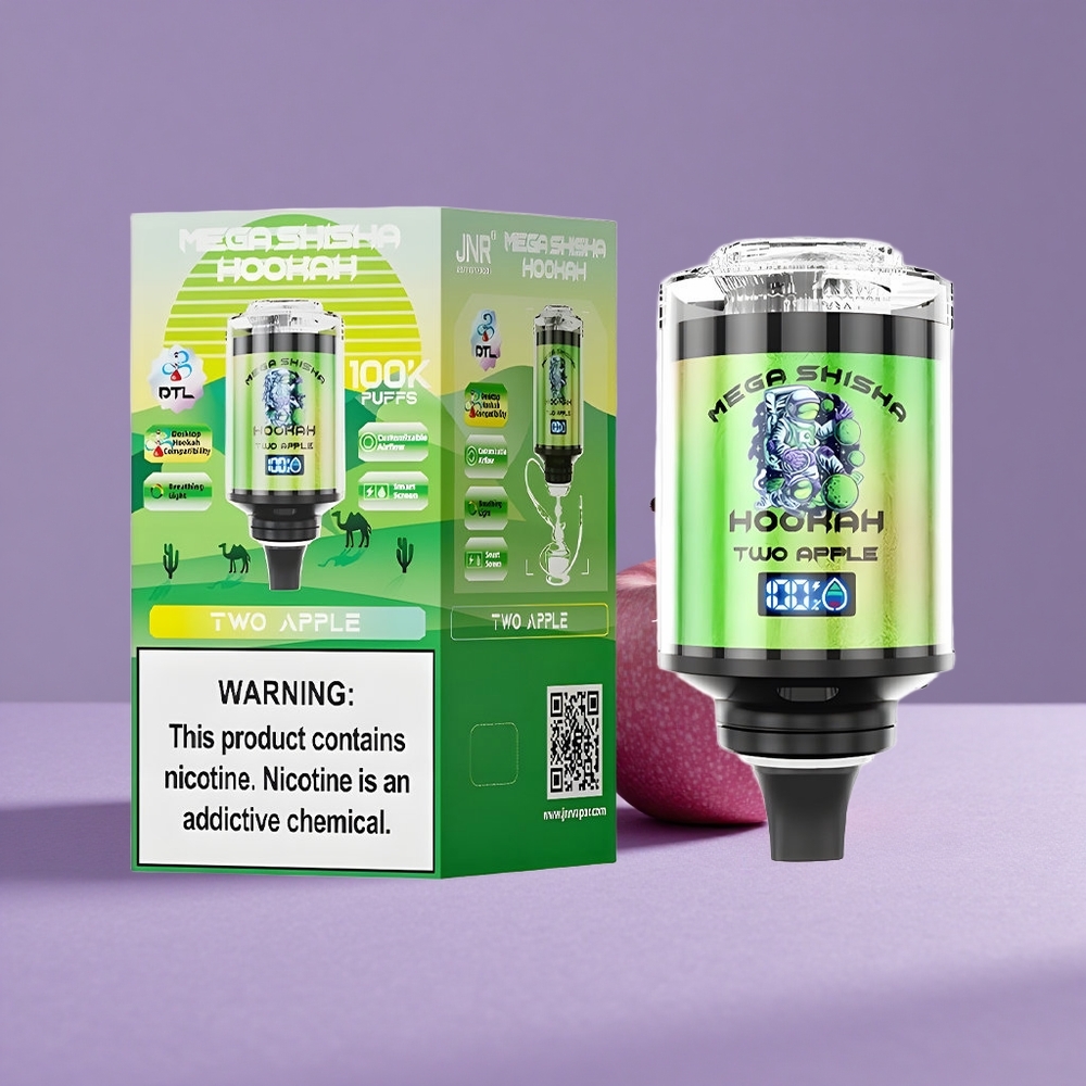 JNR Mega Shisha Hookah 100K Manzana Escritorio Compatibilidad 2200mAh Pantalla Inteligente