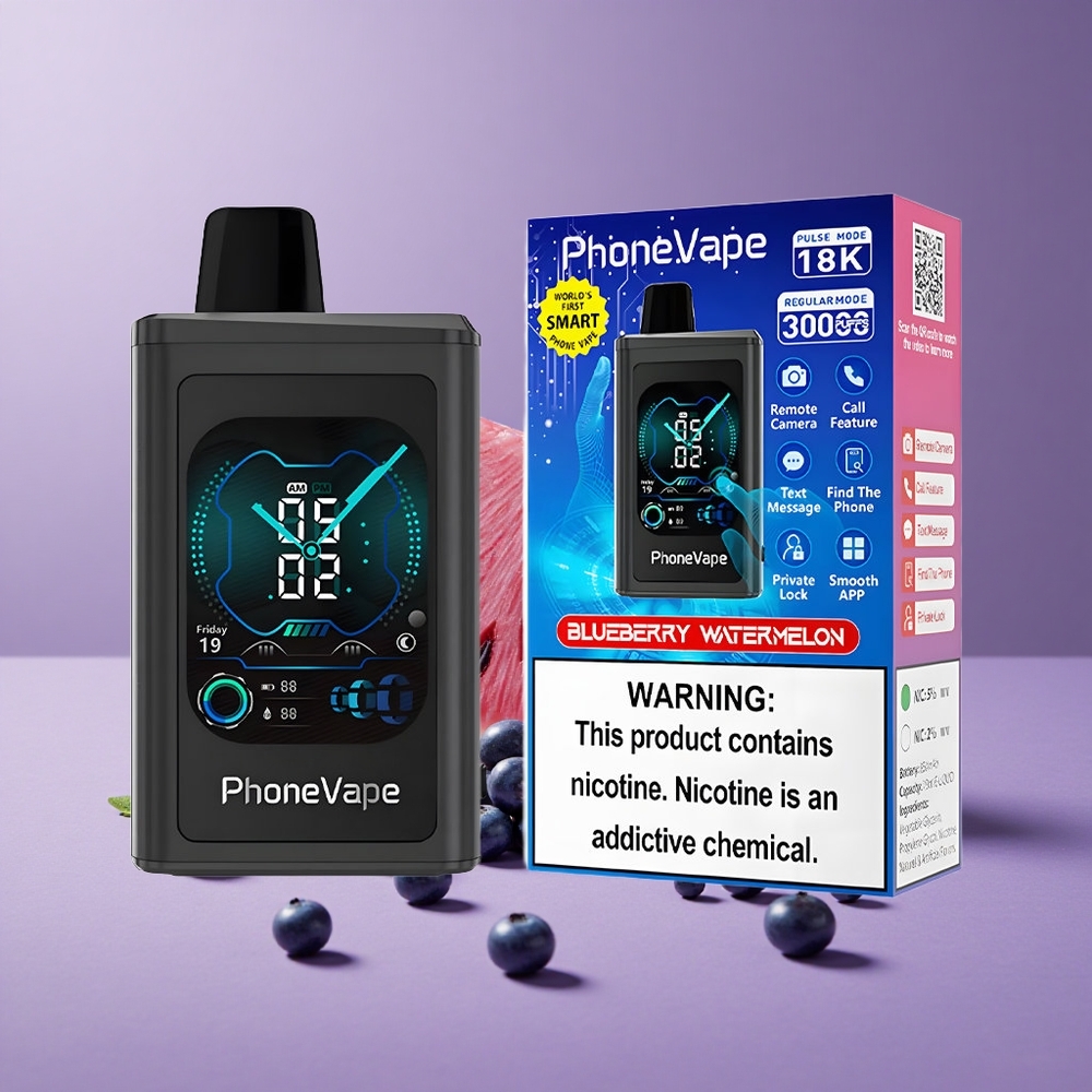 JNR PhoneVape 30000 Puffs Arándano Sandía Batería Recargable Pantalla Completa