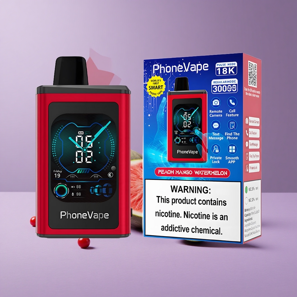 JNR PhoneVape 30000 Puffs Durazno Mango Sandía Batería Recargable Pantalla Completa
