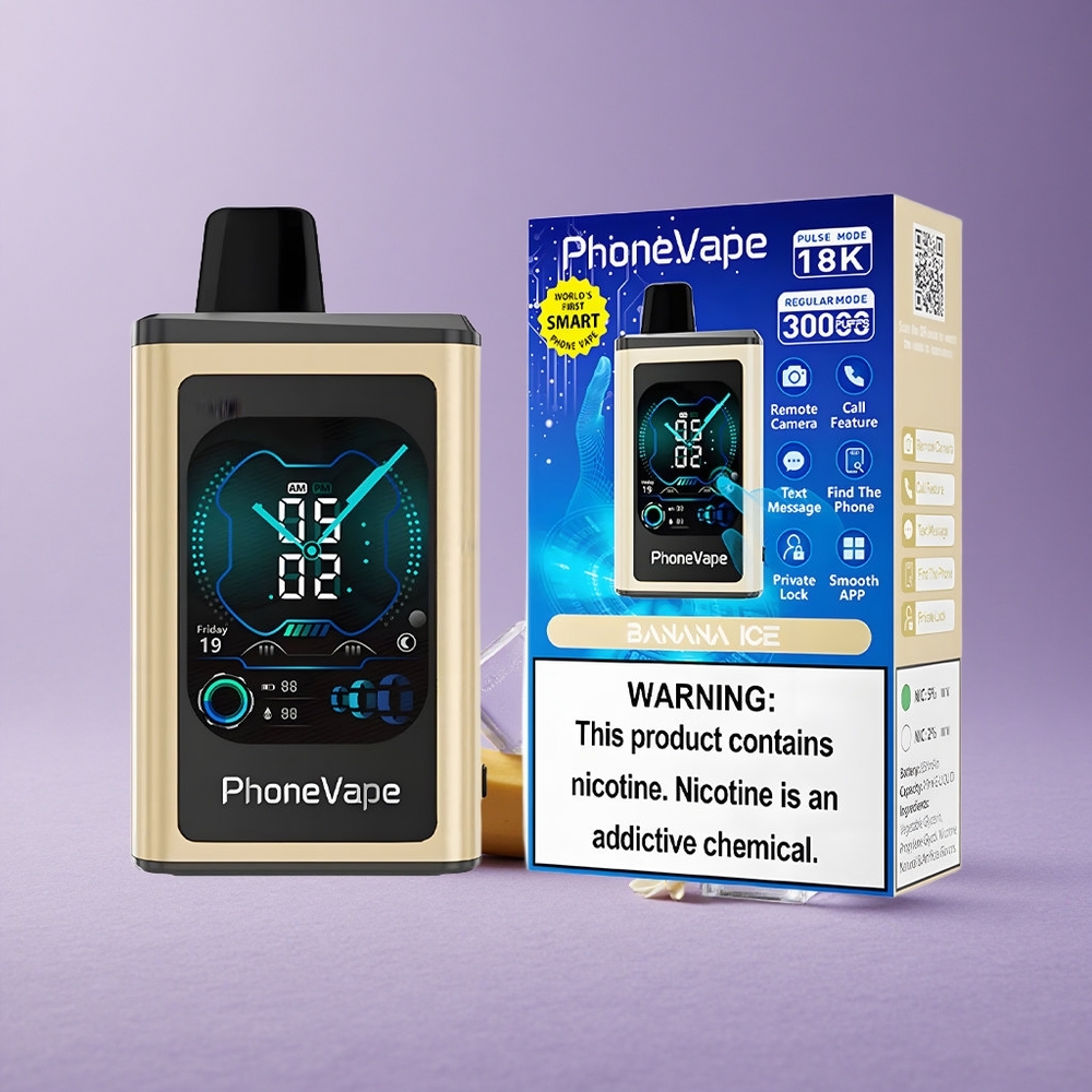 JNR PhoneVape 30000 Puffs Pantalla Completa y Batería Recargable Plátano Hielo