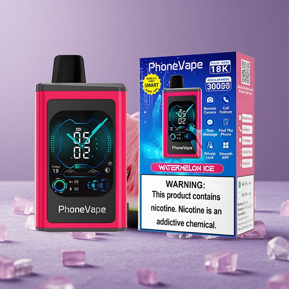 JNR PhoneVape 30000 Puffs Sandía Helada Pantalla Completa y Batería Recargable