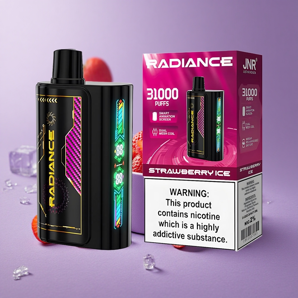 JNR Radiance 31000 Puffs Fresa Helada Pantalla Inteligente