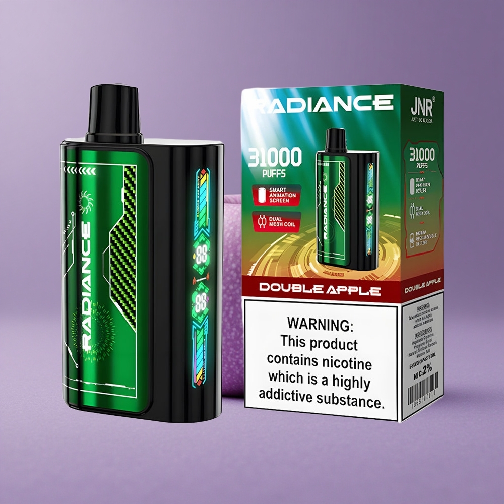 JNR Radiance 31000 Puffs Manzana Doble Pantalla Inteligente Batería Recargable