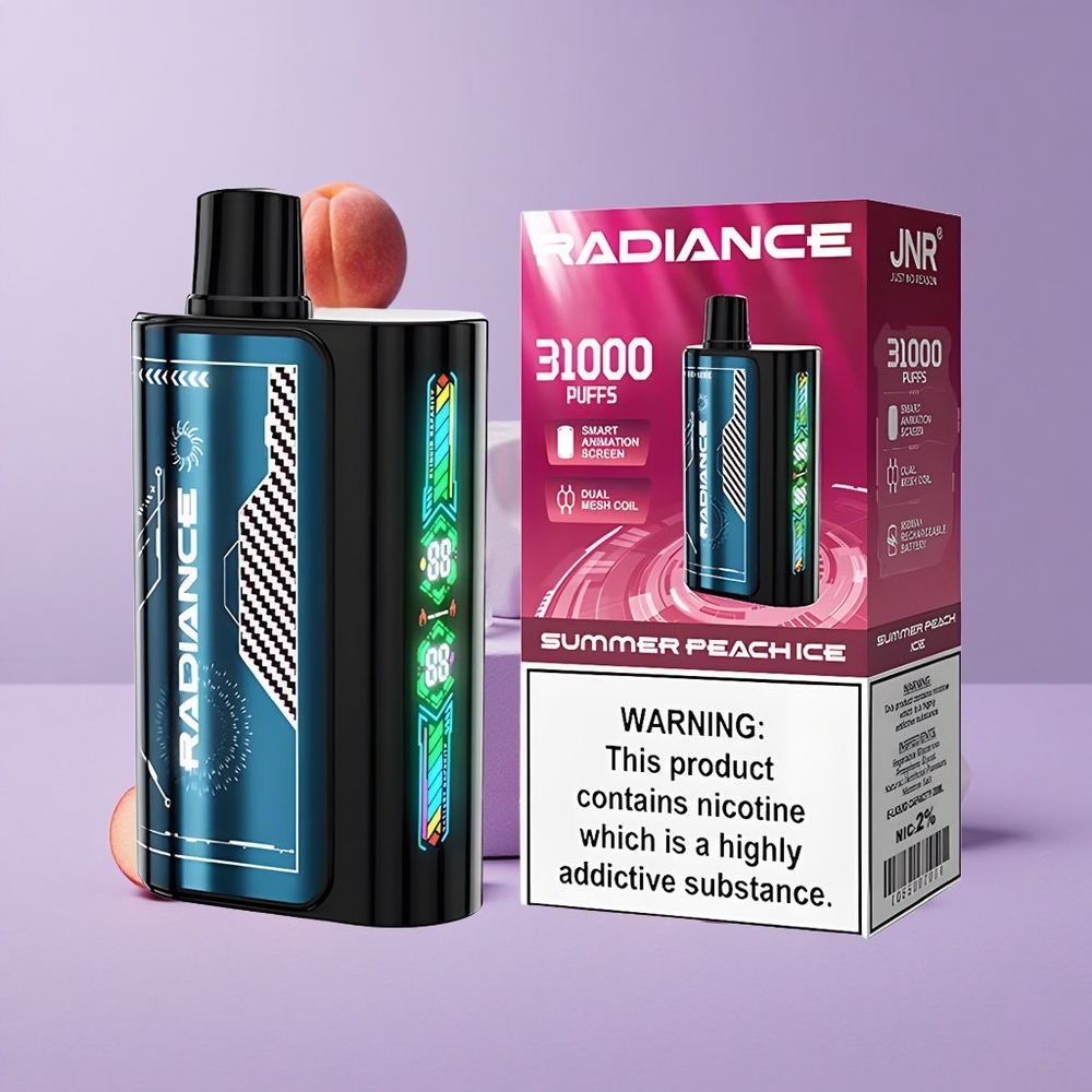 JNR Radiance 31000 Puffs Melocotón Helado de Verano Pantalla Inteligente Dual Mesh Coil