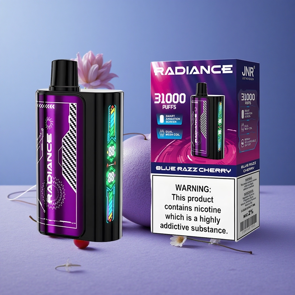 JNR Radiance 31000 Puffs Vape Desechable Arándano Azul Cereza Pantalla Inteligente