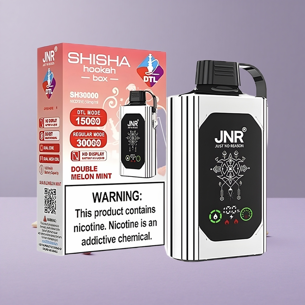 JNR Shisha Hookah Box 20500 Puffs Doble Melón Menta Pantalla HD Carga Rápida Tipo-C