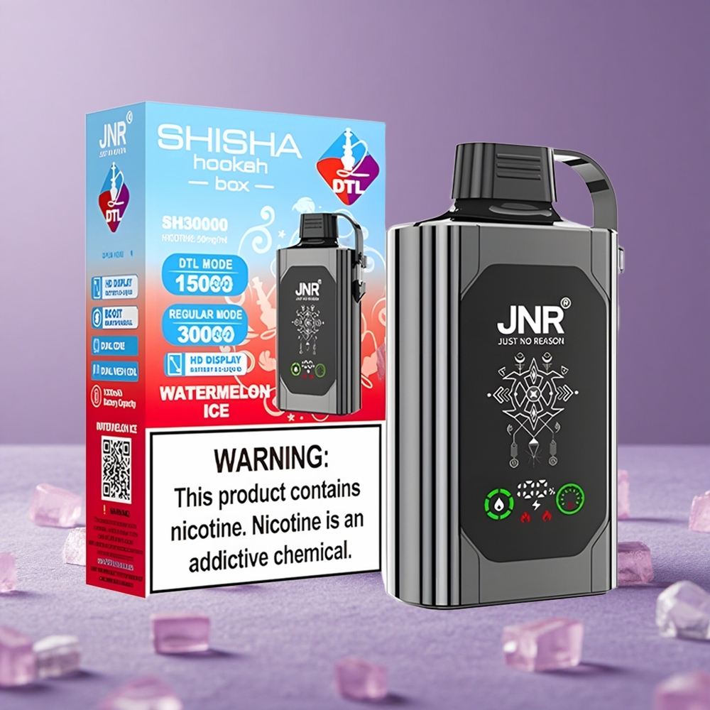 JNR Shisha Hookah Box 20500 Puffs Pantalla HD Sandía Helada Dual Mesh Coil