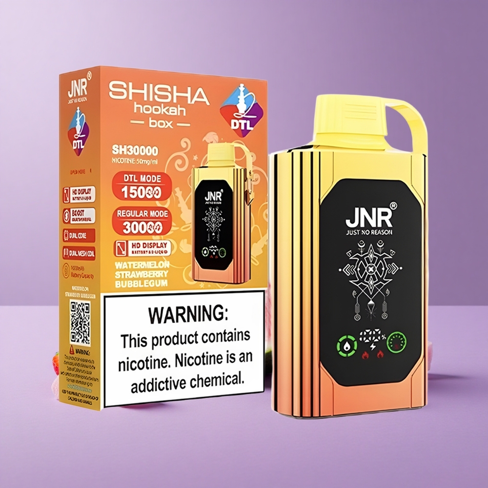 JNR Shisha Hookah Box 20500 Puffs Sandía Fresa Chicle Pantalla HD Carga Rápida Tipo-C