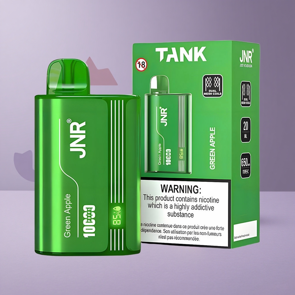 JNR Tank 10000 Puffs Manzana Verde Melocotón Pera Pantalla Digital Carga Rápida Tipo-C