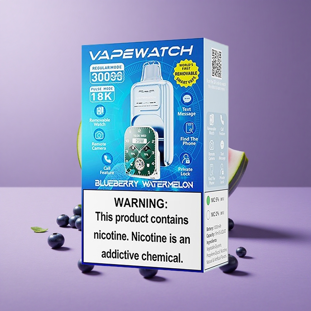 JNR Vape Watch 30000 Puffs Arándano Sandía Capacidad de Batería 1000mAh Tipo de Bobina Doble Malla